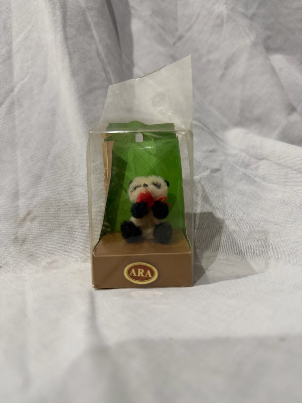 ARA Green Packaged Plush Panda with Red Heart Accent